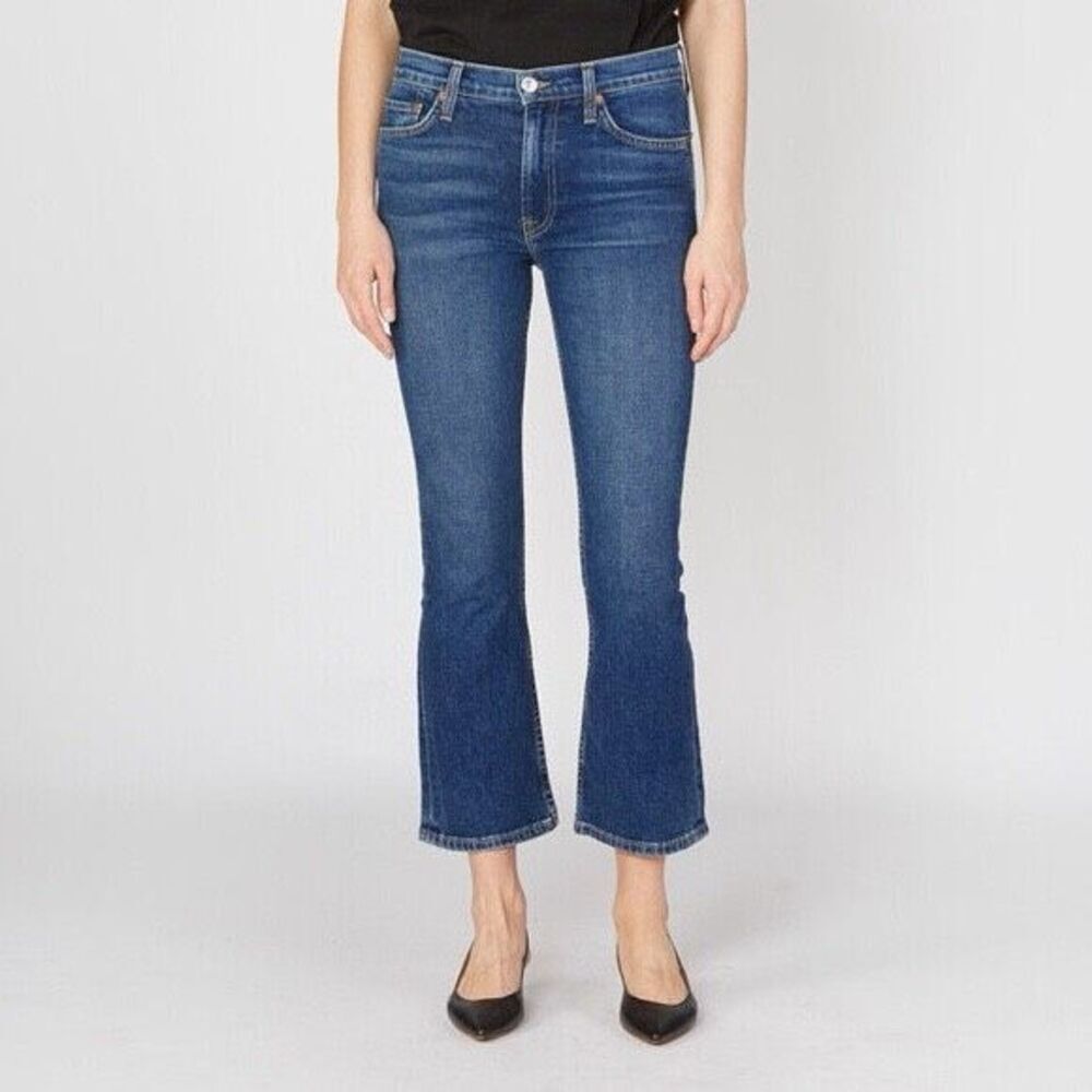 Re/Done Mid Rise Kick Flare Stretch Jeans in Blue Size 28